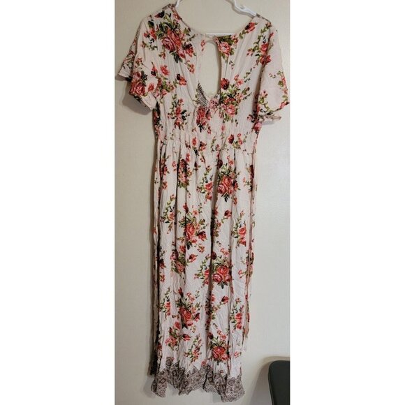Angie Dress Women Large Flare Short Sleeve Tie Back Floral Print Romper Open - Picture 3 of 11